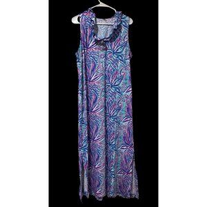 Lulu B Long Dress Woman’s XL  Sleeveless Ruffled Neck Floral Color Maxi